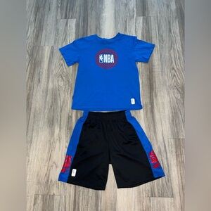 Blue NBA T-Shirt and Black Shorts Set